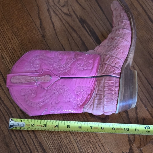 Vaquera (Mexico) Size 7 Women Genuine Leather Alligator Pink Dyed Western Boots - Picture 14 of 15